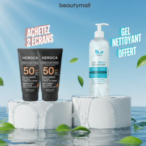 2 Heroca Sunscreen Creme Solaire Invisible Spf50+ 50ml = Gel Nettoyant Anti-Age Offert Maroc