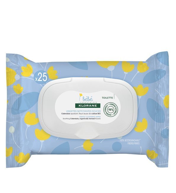 KLORANE – Lingettes Nettoyantes Douces pour le Corps au Calendula Apaisant – Bébé – Peau Normale à Sèche 25 U Maroc