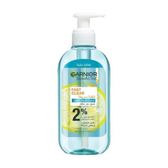 GARNIER Skin Active Fast Clear Gel Nettoyant Moussant Anti Acné avec de L’acide Salicylique – 200ml Maroc