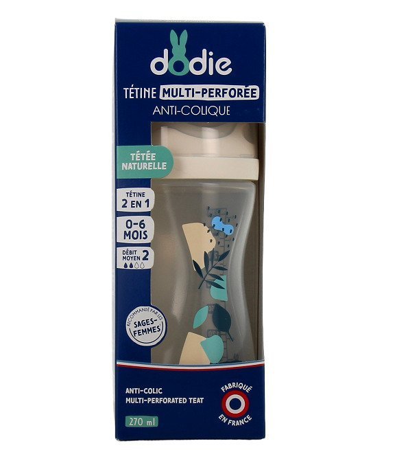 DODIE Biberon Multi Perfore Tetine Debit 2 Bleu 0-6mois 270ml Maroc