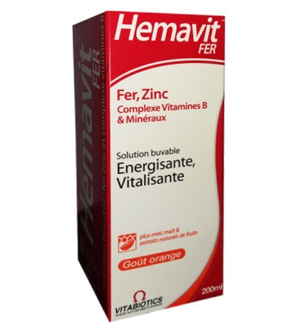 VITABIOTICS – Hemavit Fer Complexes Vitamines B et Minéraux Liquide – 200ml Maroc