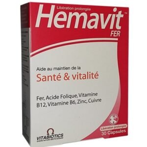 VITABIOTICS – Hemavit Fer Santé et Vitalité – 30 Capsules Maroc