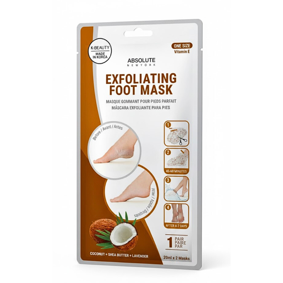 ABSOLUTE NEW YORK Exfolianting Foot Mask Coconut Shea Butter Lavender Maroc