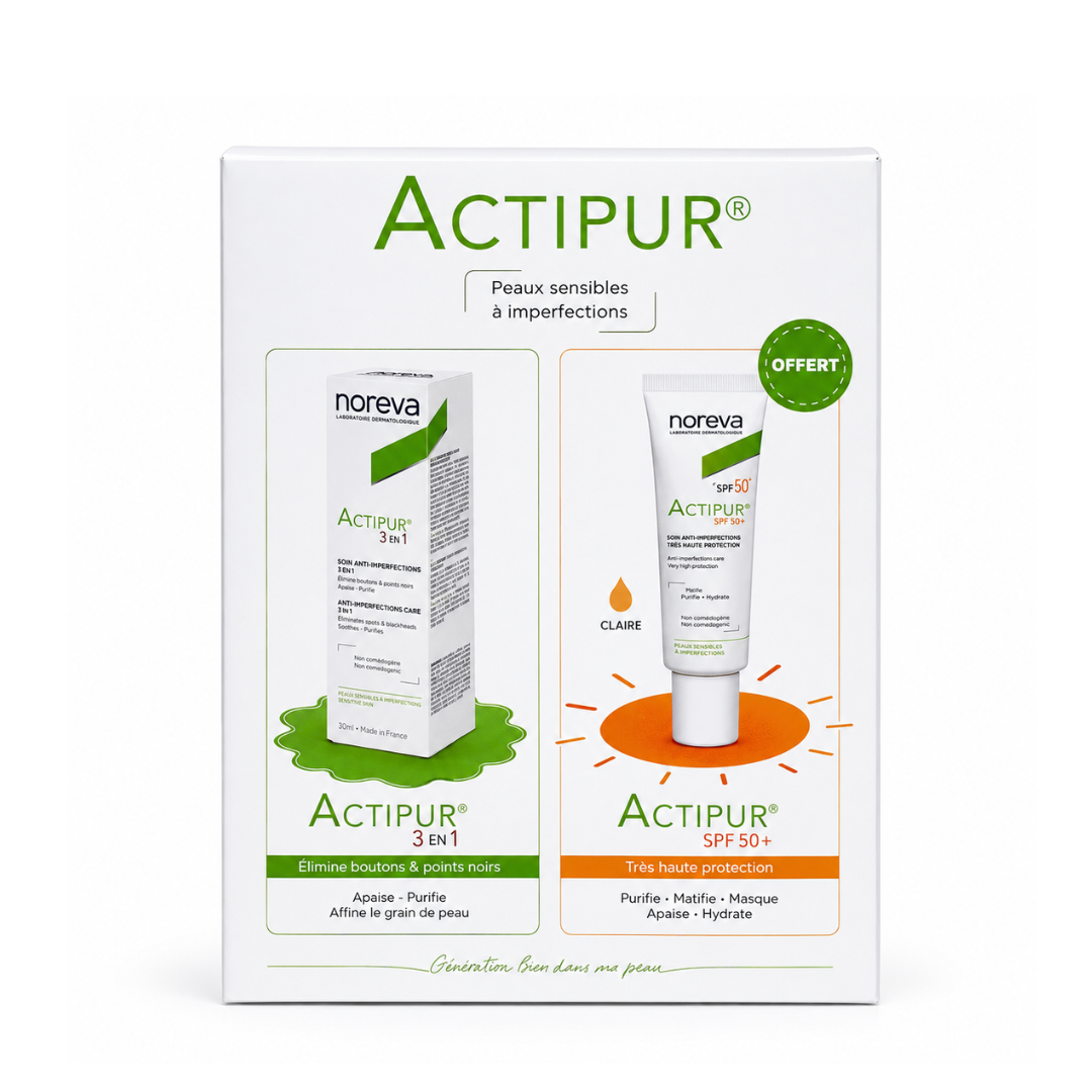 NOREVA Actipur 3en1 Correcteur 30ml + Actipur Teinte Claire 40ml Offert Maroc
