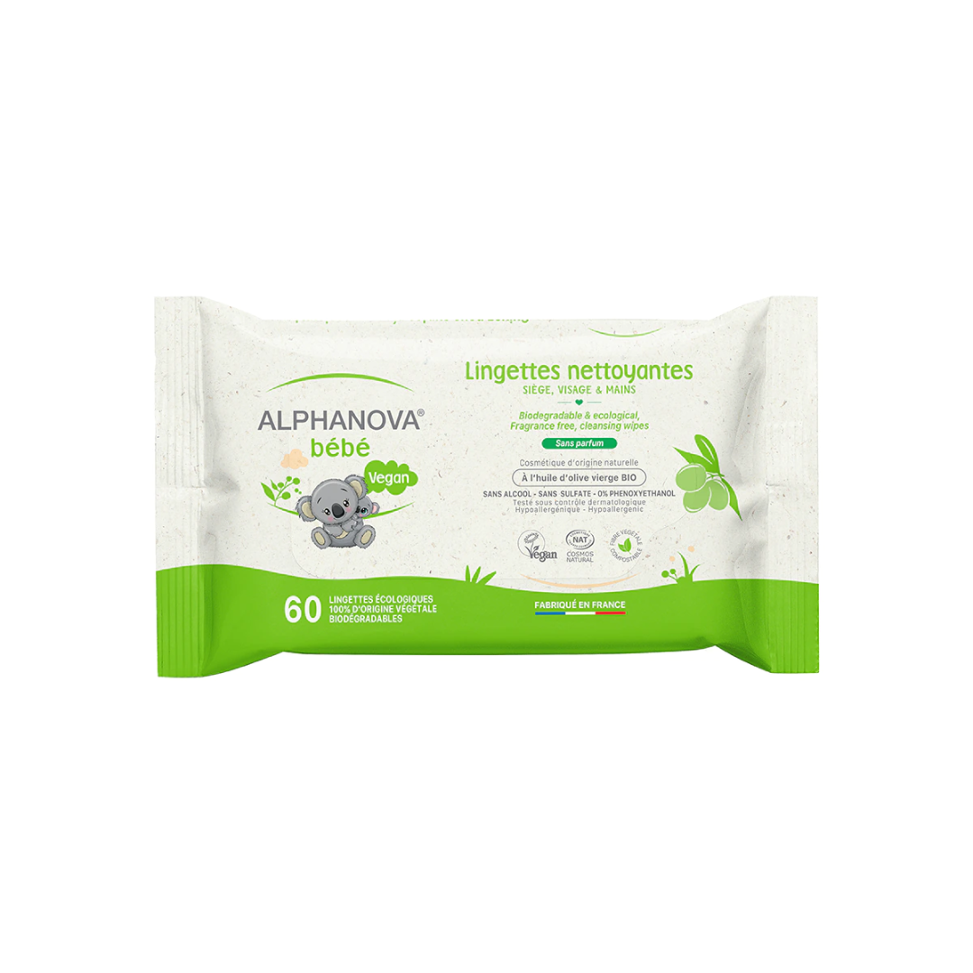 Alphanova Lingettes Nettoyantes Bebe 60 Unités Maroc