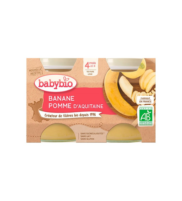 BABYBIO Petit Pot Pomme Banane 2 X 130g Maroc
