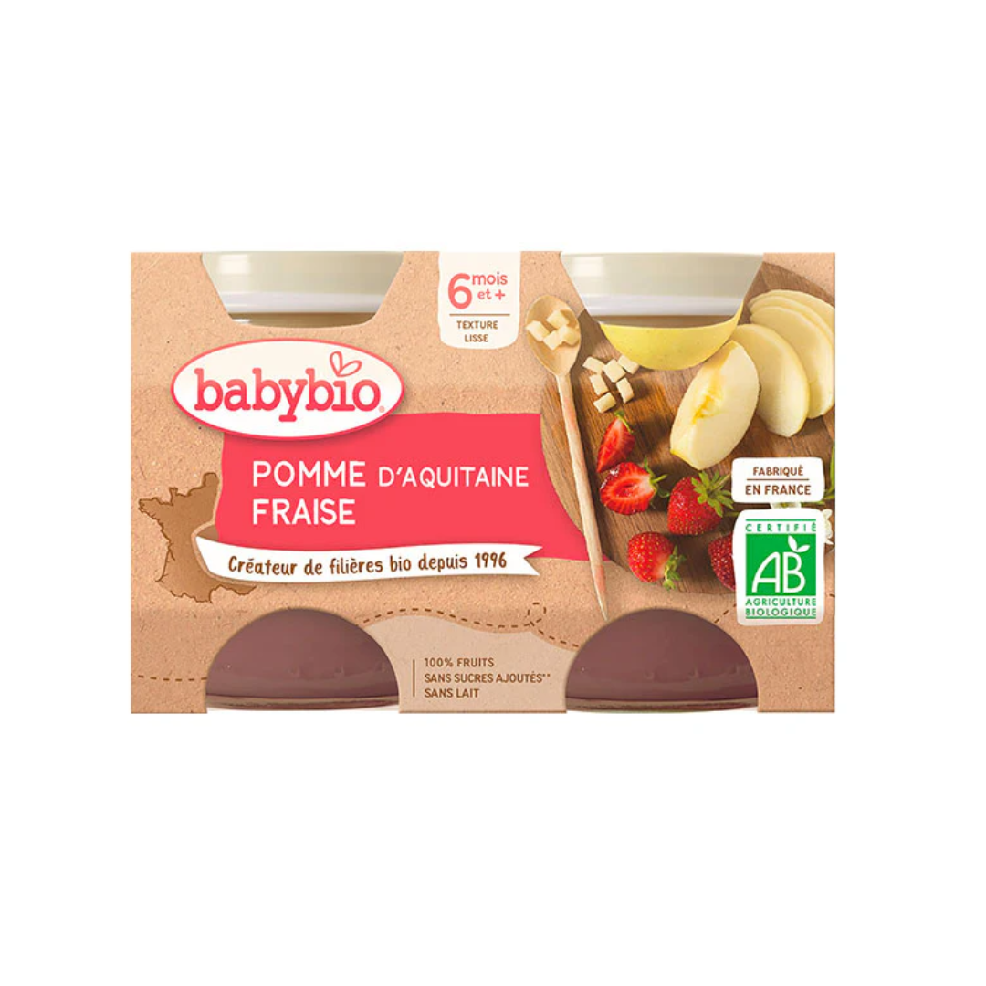 BABYBIO Petit Pot Pomme Fraise 2 X 130g Maroc