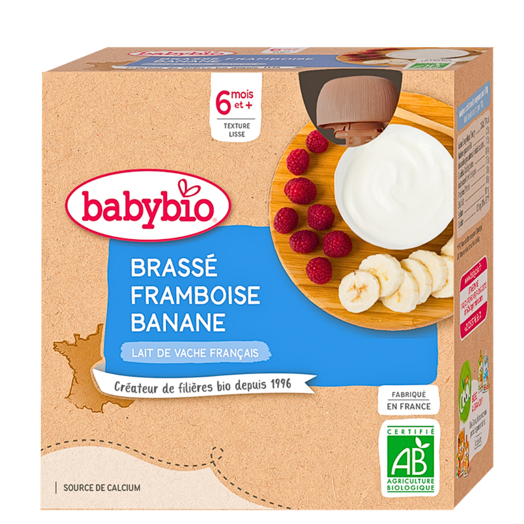 BABYBIO Gourde Brasse Framboise Banane 4x85g Maroc