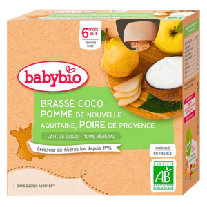 BABYBIO Gourde Brasse Coco Pomme Poire 4x85g Maroc