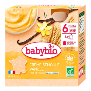 BABYBIO Gourde Creme Semoule Vanille 4x85g Maroc