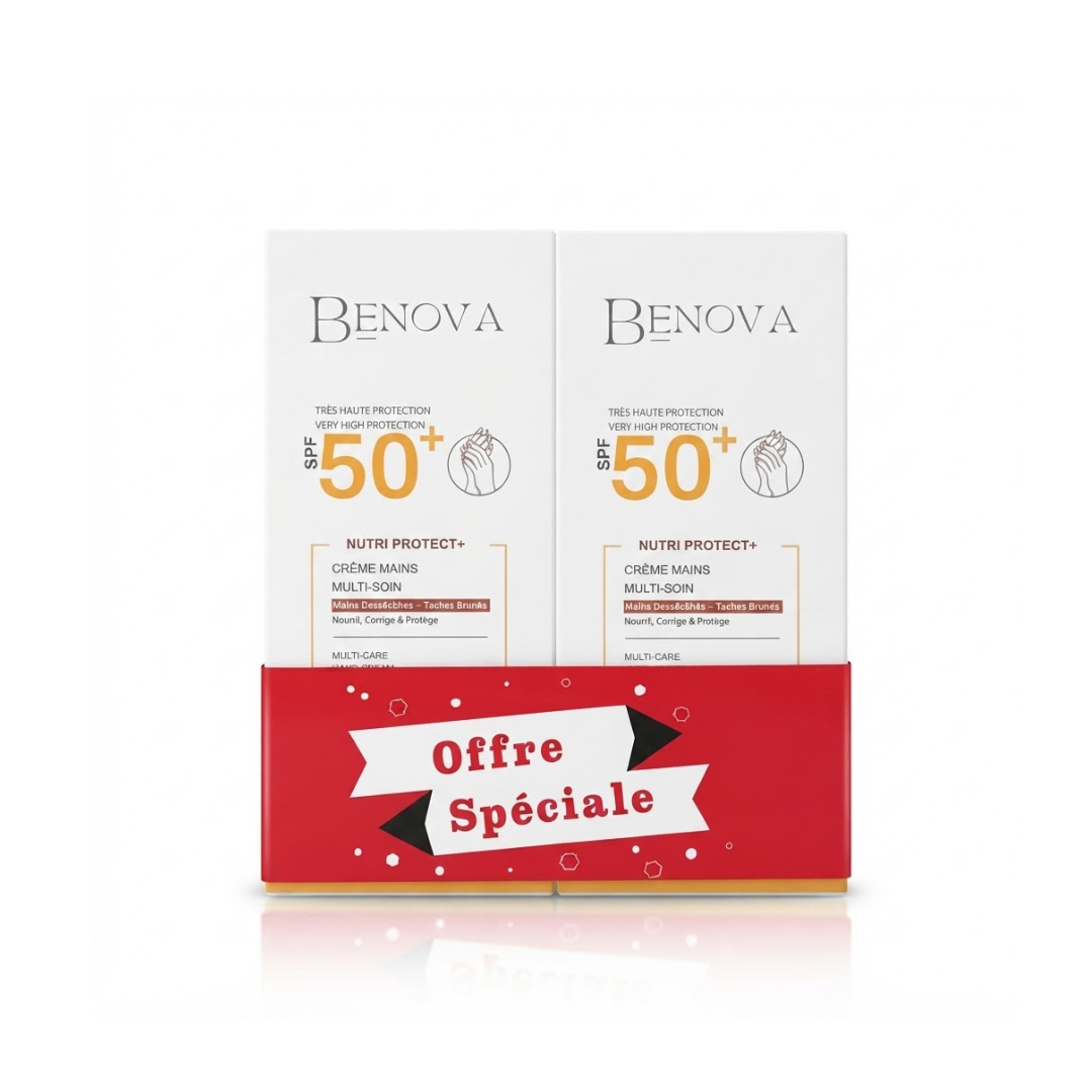Benova Nutri Protect+ Creme Mains spf50+ 50g x 2 Pack Maroc