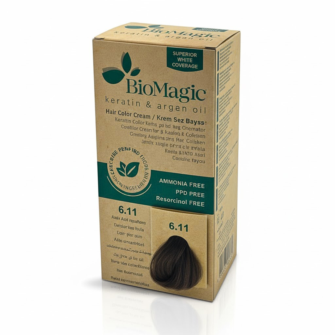Bio Magic Biomagic Hair Color Cream Kit 6/11 Intense Ash Dark Blonde Maroc