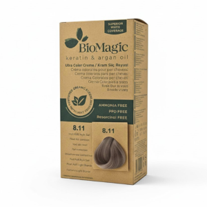 Bio Magic Biomagic Hair Color Cream Kit 8/11 Intense Ash Light Blonde Maroc