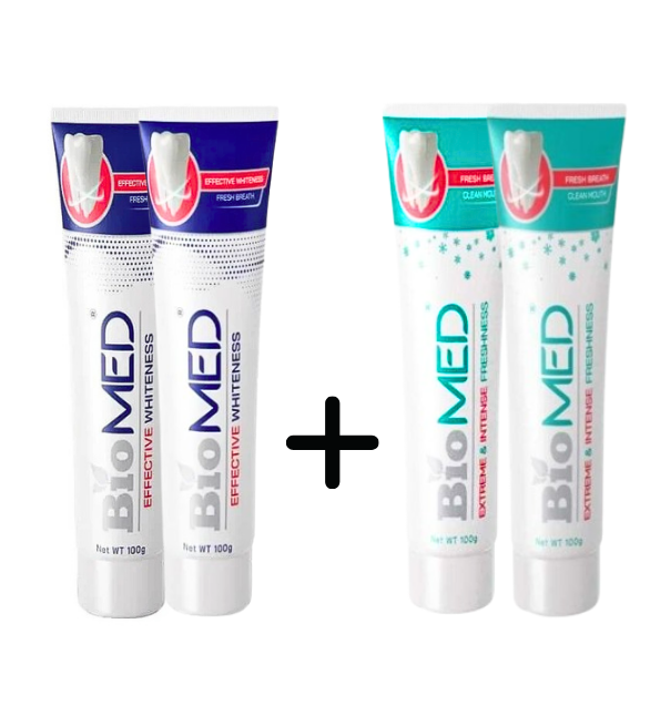 BIOMED Pack 4 Dentifrices 2 Dentifrices Effective 100g+2 Dentifrices Extreme 100g Maroc
