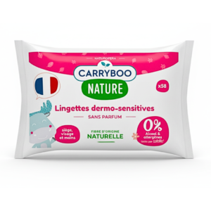 CARRYBOO Lingettes Dermo-Sensitives sans Parfums 58 Pieces Maroc