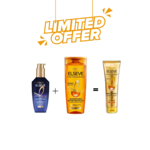 Elseve L’Oreal Paris Elseve Routine Ex Oil MID Huile 100ml + Shampooing 200ml+ Oil Replacement 125ml Maroc