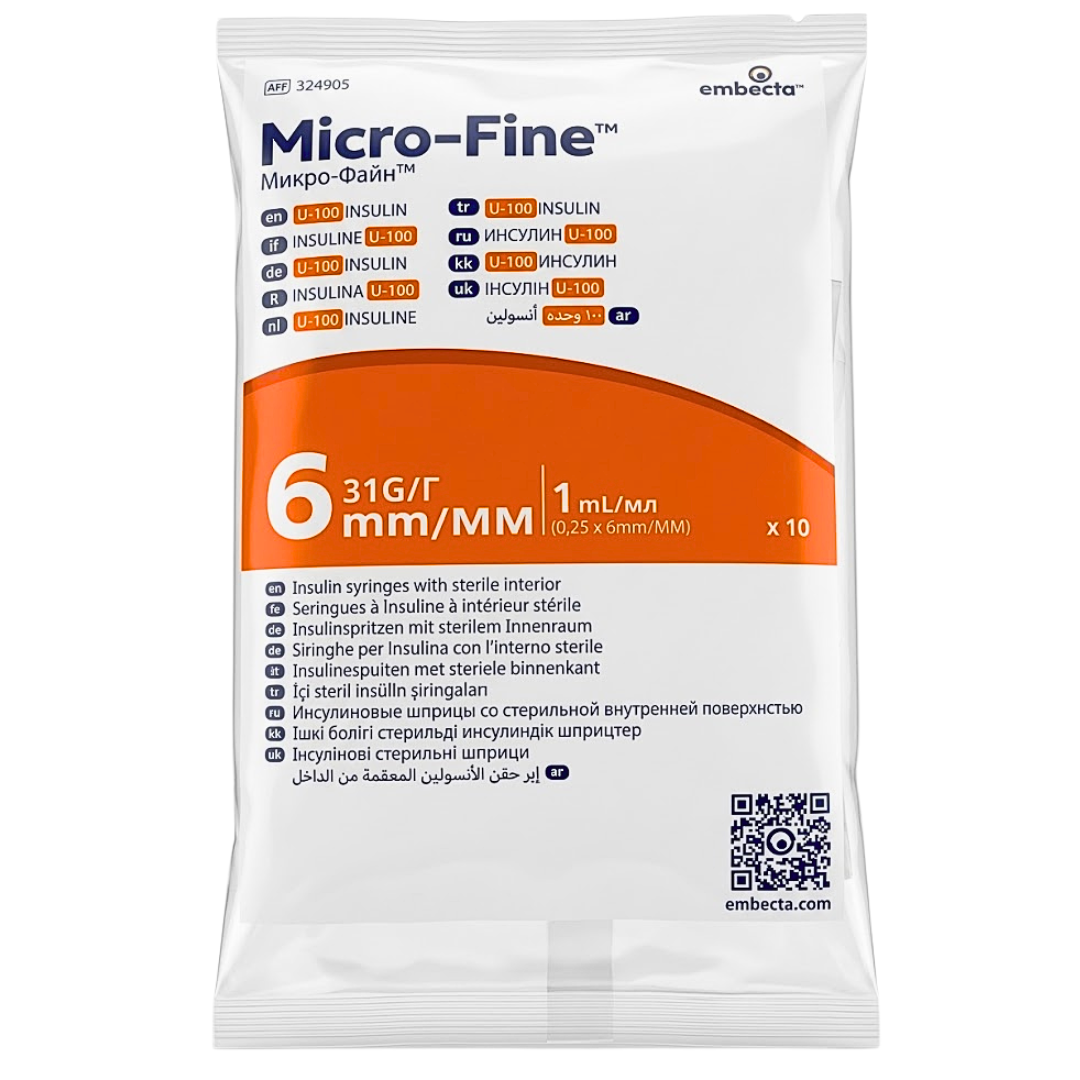 Embecta Micro-Fine Plus Seringue A insuline 1ml Sachets 10 Pieces Maroc