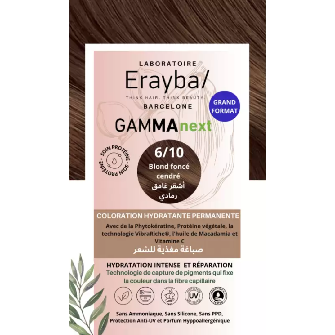 Erayba Gamma next Coloration 6/10 Blond fonce cendre Coloration Hydratante Permanente Maroc