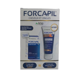 FORCAPIL Arkopharma Forcapil Boite 180 gelules+Masque Soin Double Usage Keratine 200ml Pack Maroc