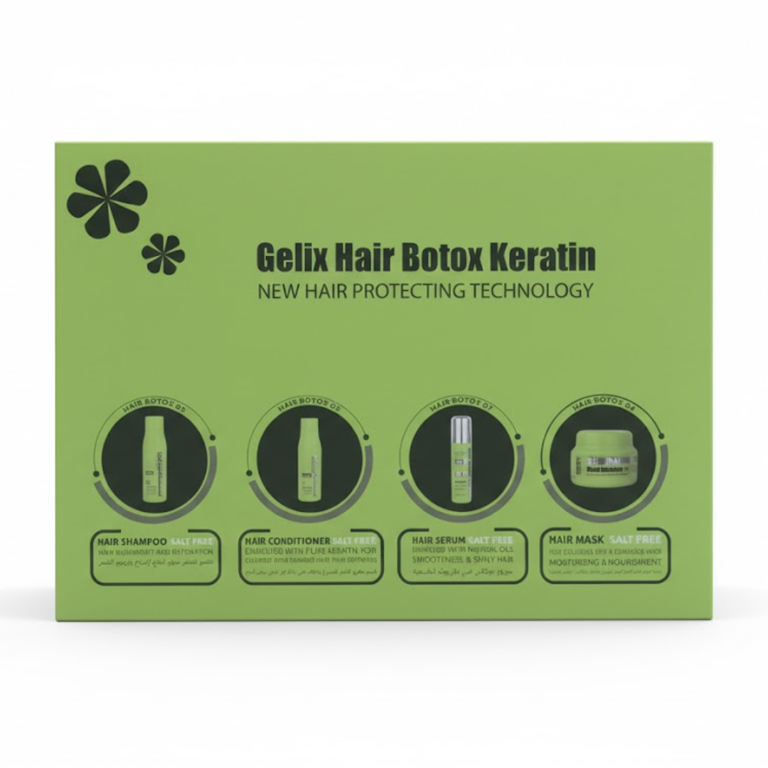 Gelix Hair Botox Keratin Shampoo +Mask+ Serum + conditioner Pack Maroc