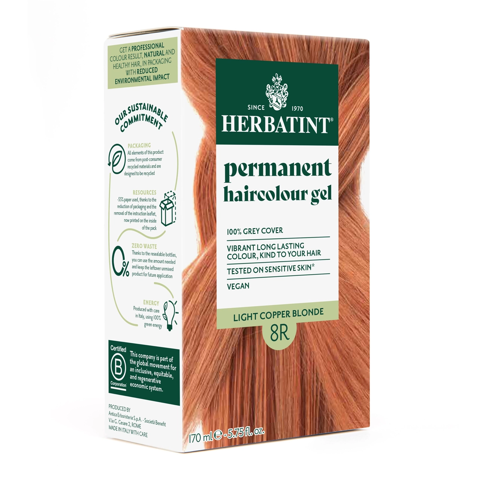Herbatint Coloration Permanente Blond Clair Cuivré 8R 170ml Maroc