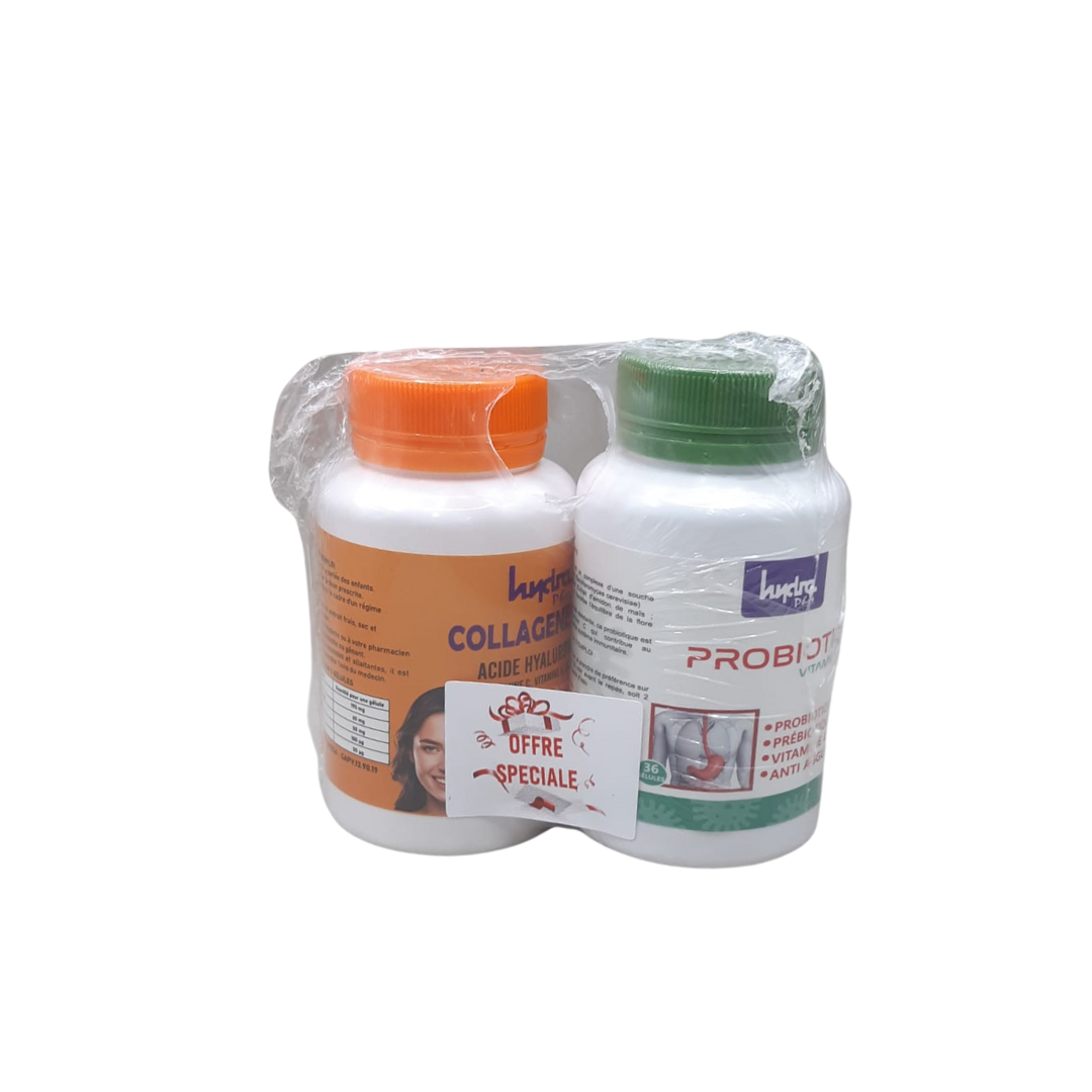 HYDRA PLUS Collagene Pro 60 Gelules+probiotic 36 Gelules Pack Maroc
