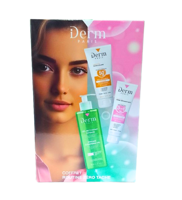 IDERM Coffret Routine Zero Tache Gel Intense+creme Depigmentante+ecran Maroc