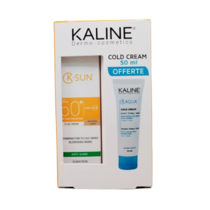 KALINE K. Sun Ecran Fluide Teinte Clair Peaux Mixtes a Grasses 50ml+k.aqua Cold Creme Pack Maroc