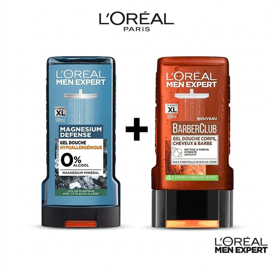 L’Oreal Paris Douche Men Expert Magnesium+Barber Club Gel Douche Pack Maroc