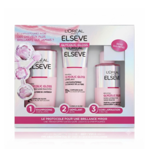 Elseve L’Oréal Paris Elseve – Coffret Protocole Glycolic Gloss Brillance Shampooing + Démêlant + Soin Lamination Maroc