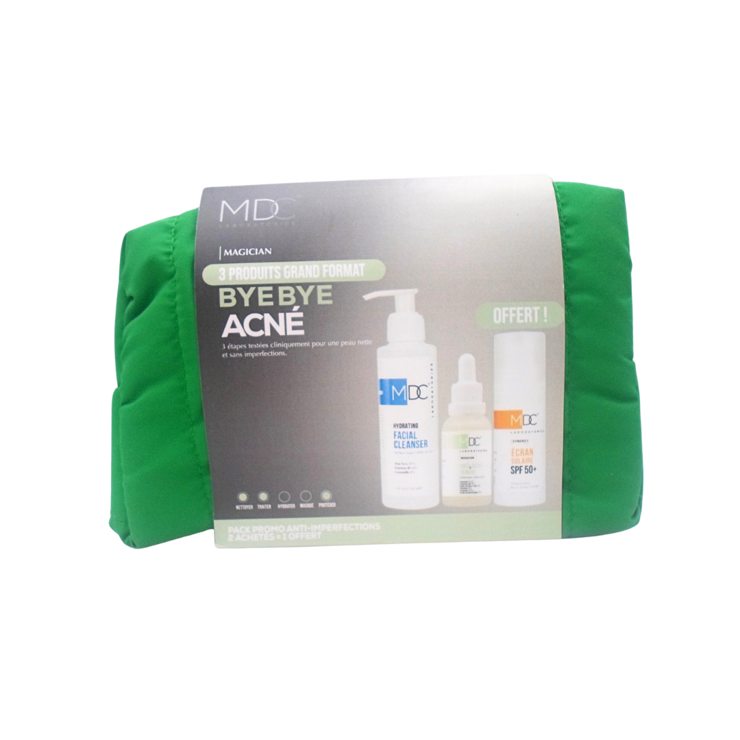 MDC Facial Cleanser+ Serum Anti-Acne+ Ecran Peaux Seches Magician Pack Maroc