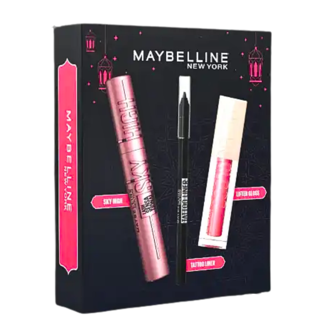 MAYBELLINE Eid Sky High + Lifter Gloss004 Silk + Tatt Gel Liner Pack Maroc