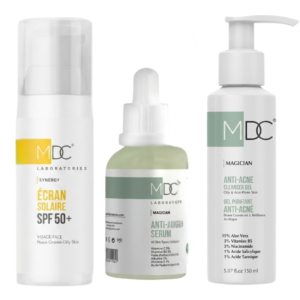 MDC Anti Acne Gel Purifiant+serum Anti Acne+ecran Solaire Pack Maroc