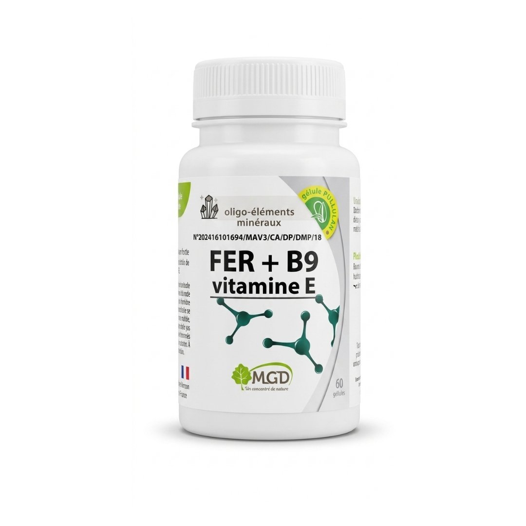 MGD NATURE Fer + B9 Vitamine E 60 Gelules Maroc
