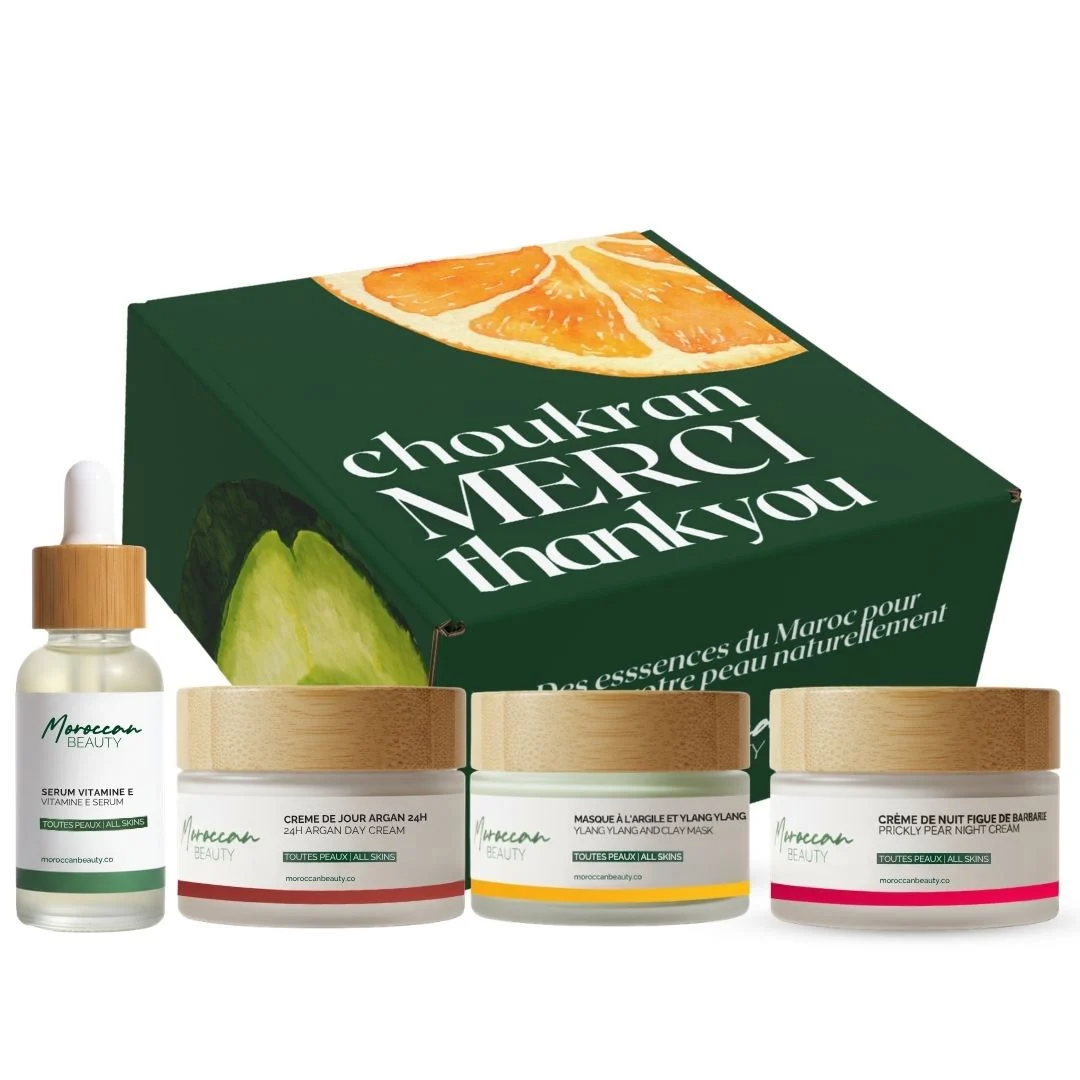 Moroccan Beauty Routine 360 Creme de Jour & Nuit+serum Vitamine E+masque Maroc