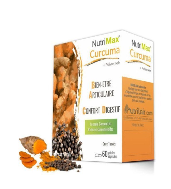 NUTRIMAX Curcuma + Poivre Noir 60 Gelules Maroc
