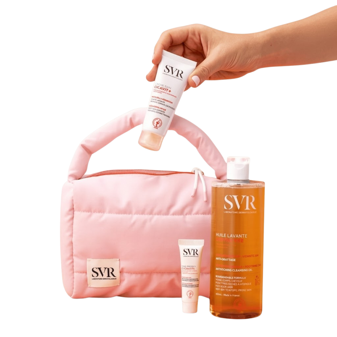 SVR Topialyse Huile Lavante 400ml+creme Cicavit+ Hppi 40ml+baume Protect Format Voyage+trousse Pack Maroc
