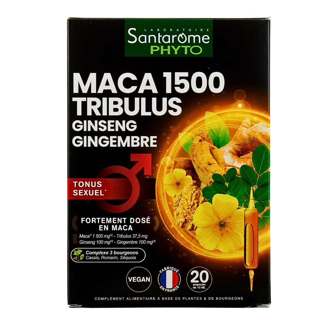 SANTAROME Maca 1500 Tribulus 20 Ampoules Maroc