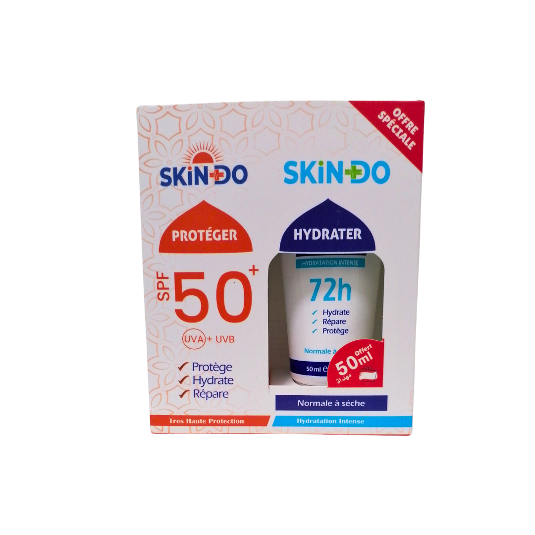 SKINDO Ecran Solaire Invisible + Creme Hydratante Peaux Normale a Seches Maroc