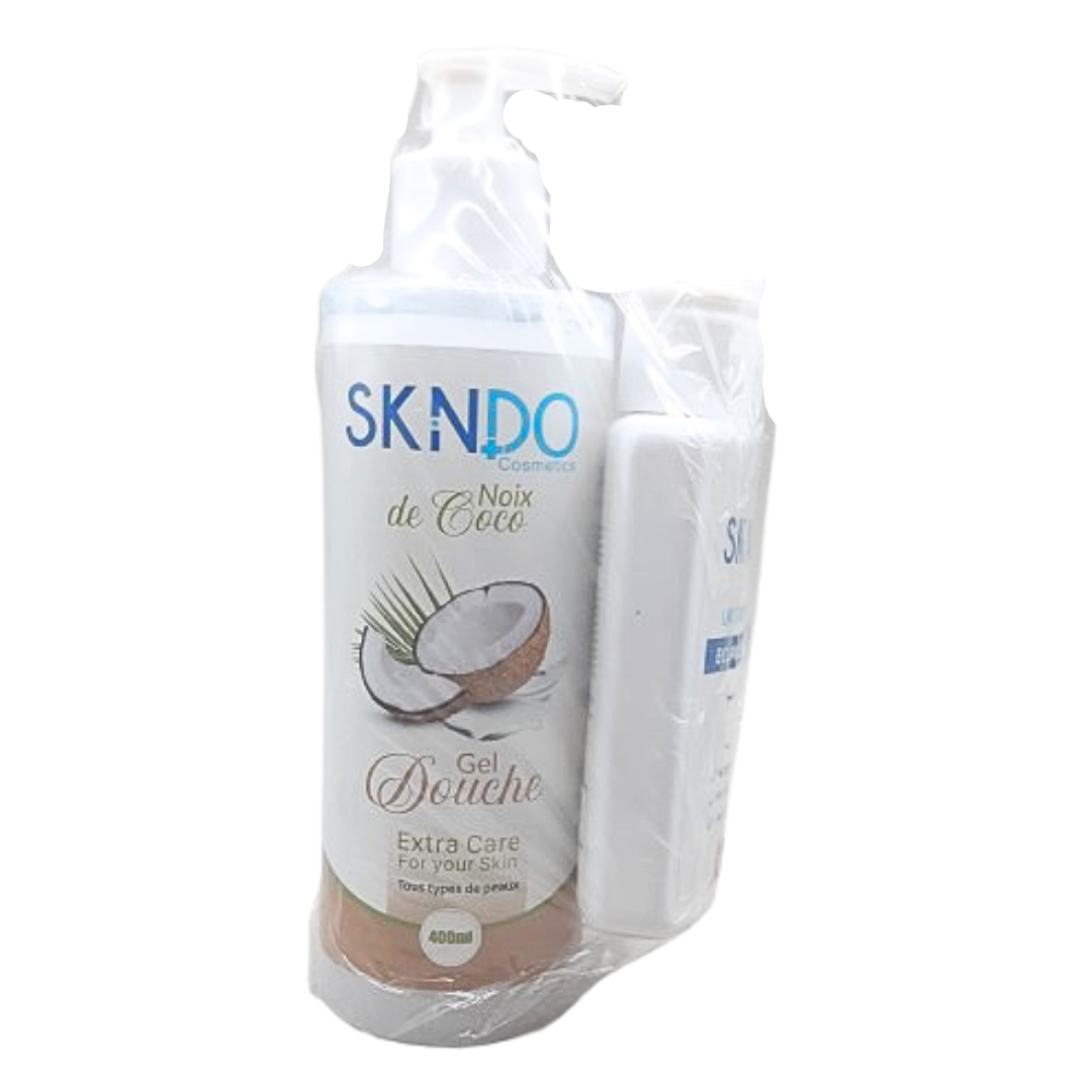 SKINDO Duo Pack Gel Douche de Coco 400ml+lait Corporel 125ml Maroc