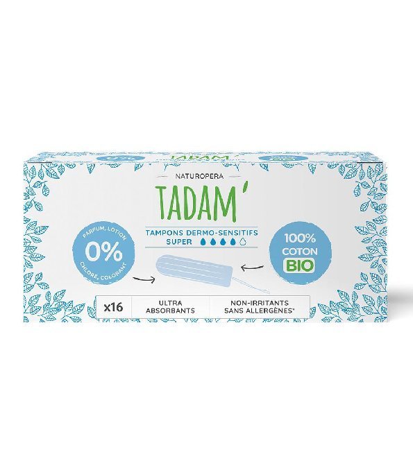 TADAM Tampons Coton Bio Super 16 Unités Maroc