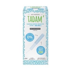TADAM Tampons Coton Bio avec Appli Super 14 Pieces Maroc