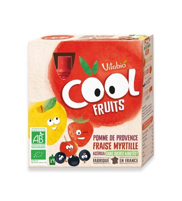 VITABIO Cool Fruits Pomme Fraise Myrtille 4 X 90g Maroc