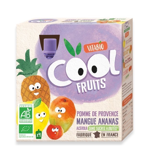 VITABIO Cool Fruits Pomme Mangue Ananas 4 X 90g Maroc