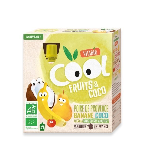 VITABIO Cool Fruits Pomme Poire 4 X 90g Maroc