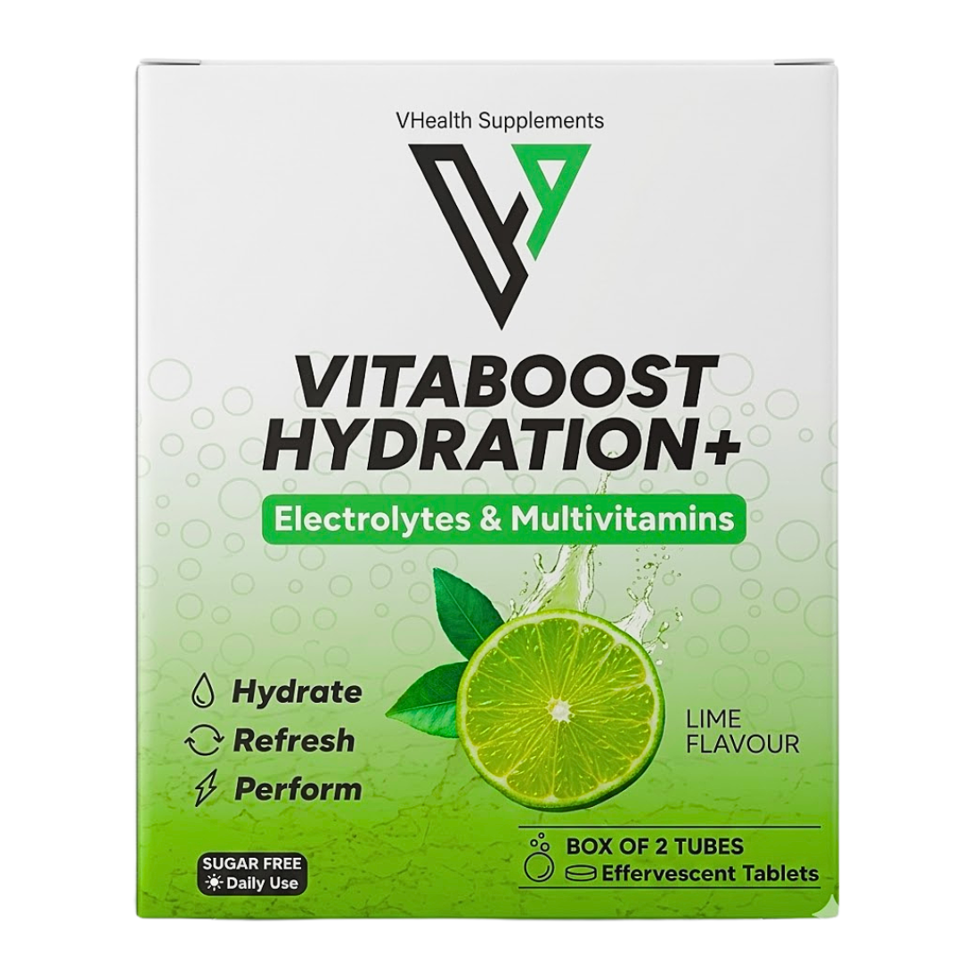 Vhealth Vitaboost Hydration+ Multivitamins Lime Box of 2 Tubes Maroc