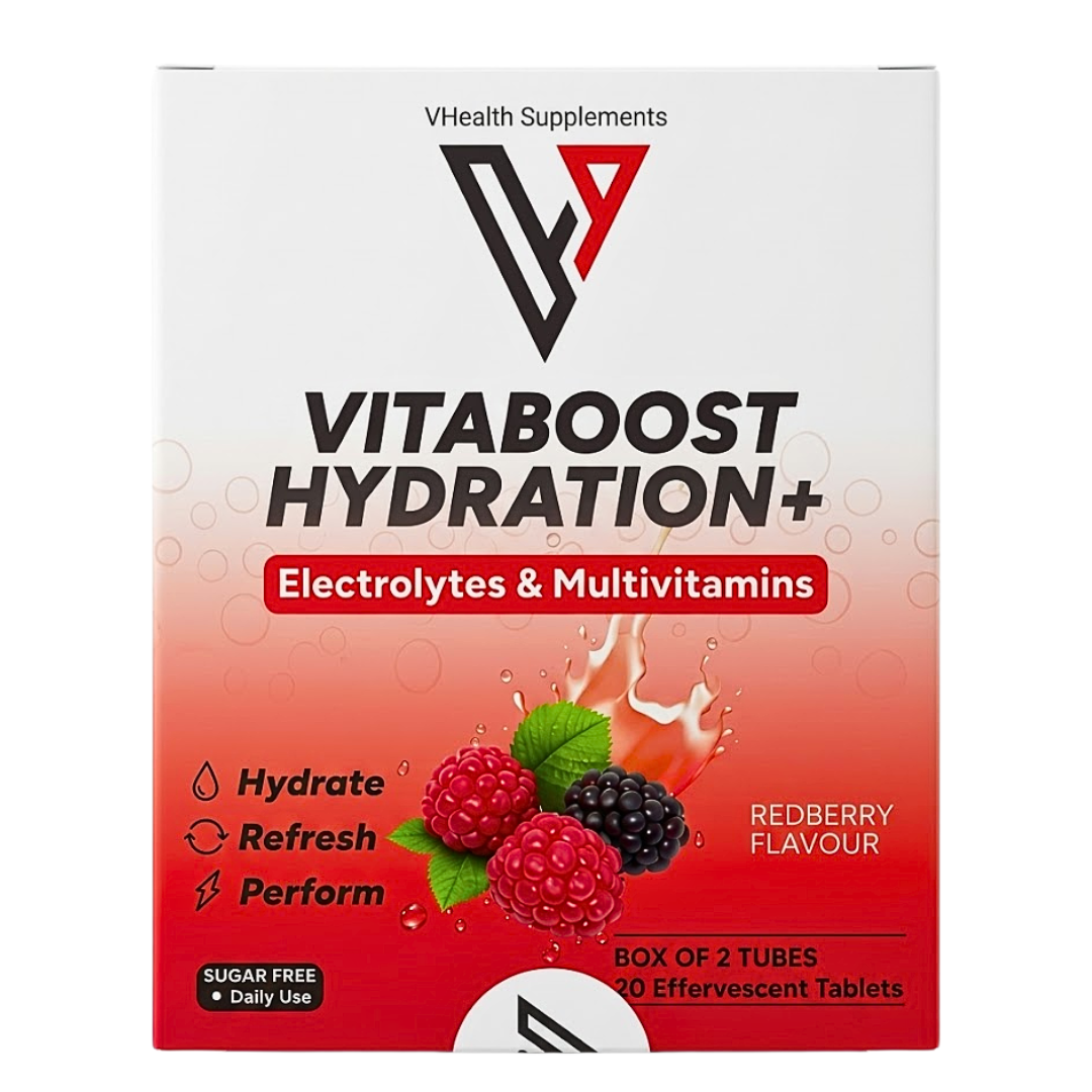 Vhealth Vitaboost Hydration+ Multivitamins Redberry Box of 2 Tubes Maroc