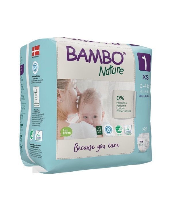 BAMBO NATURE Couches , 1xs 2-4kg/22un Maroc