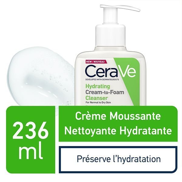 CeraVe Crème Moussante Nettoyante Hydratante Peau Normale à Sèche | 236ml Maroc