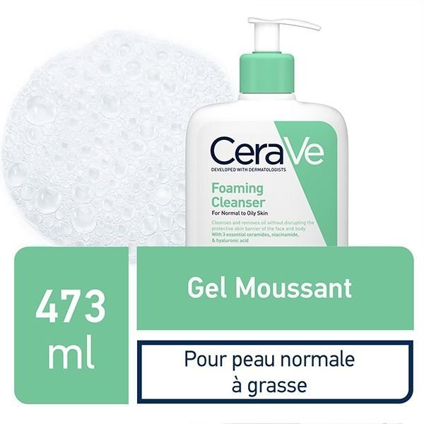 CeraVe Gel Moussant Nettoyant Peau Normale à Grasse | 473ml Maroc